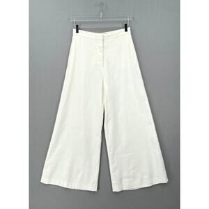 STELLA MCCARTNEY Wide Leg Pants Womens 4 6 White High Rise Ankle Office Corp